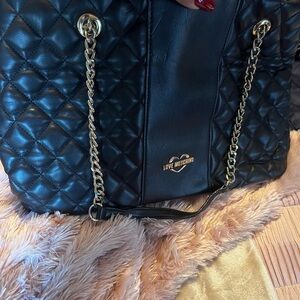 Love Moschino Black Quilted Bag with Gold Chain